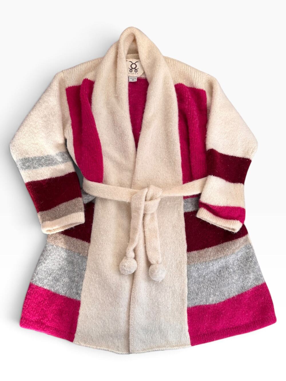 LUXE FIGUE PERU ALPACA SILK POM POM WRAP CARDIGAN ROBE